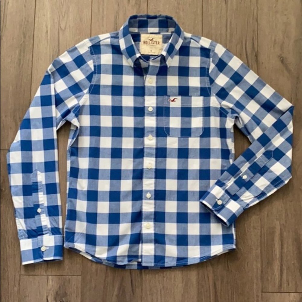 Hollister Men’s Blue Buffalo Check Long Sleeve Shirt